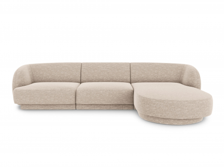 Canapele - Coltar modular Miley tapiterie din tesatura structurala si colt pe partea dreapta, bej