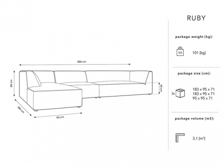 Colțar modular Ruby, cu 5 locuri colț pe partea stângă și tapițerie din catifea [6]