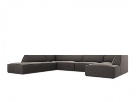 Canapele - Colțar modular Ruby, cu 7 locuri colț pe partea stângă și tapițerie din catifea