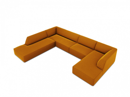 Colțar modular Ruby, cu 7 locuri colț pe partea stângă și tapițerie din catifea [1]