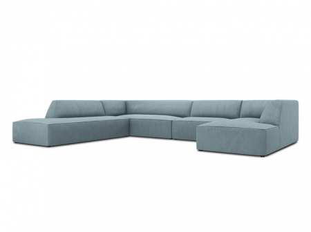 Canapele - Colțar modular Ruby, cu 7 locuri colț pe partea stângă și tapițerie din catifea reiată