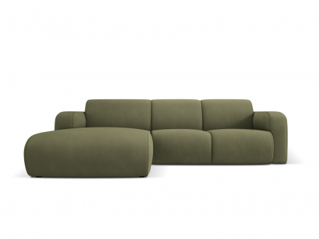 Coltare - Coltar Molino cu 4 locuri, colt pe partea stanga si tapiterie din tesatura structurala, verde deschis