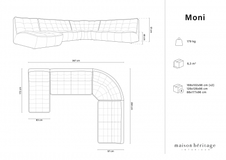 Coltar Moni cu 8 locuri in forma de U, colt pe partea dreapta si tapiterie din tesatura structurala [4]