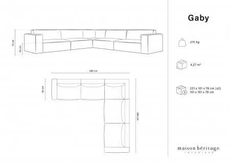 Coltar simetric Gaby cu tapiterie din catifea [4]