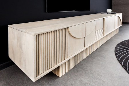 Comada TV ART DECO 200 cm, lemn de mango 3D, vopsit în alb [6]
