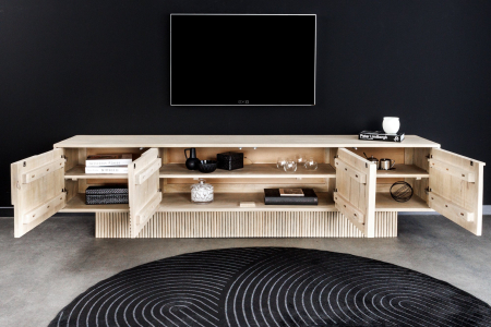 Comada TV ART DECO 200 cm, lemn de mango 3D, vopsit în alb [4]