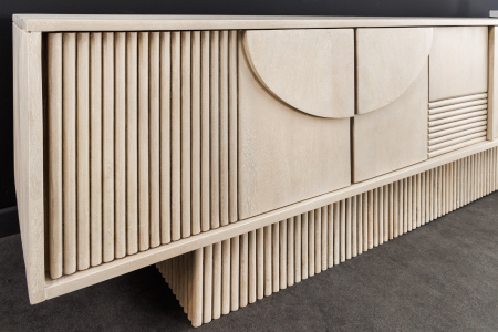 Comada TV ART DECO 200 cm, lemn de mango 3D, vopsit în alb [7]