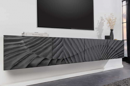 Comoda TV SCORPION 200 cm 3D suspendată, din lemn de mango negru [4]