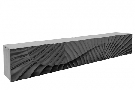 Comode TV - Comoda TV SCORPION 200 cm 3D suspendată, din lemn de mango negru
