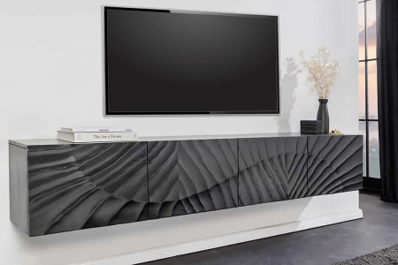 Comoda TV SCORPION 200 cm 3D suspendată, din lemn de mango negru [1]