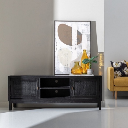 Comodă TV SHADOW din lemn masiv de mindi și ratan 150 X 40 X 55 CM [2]