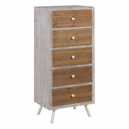 Comodă Country  cu 5 sertare din lemn de brad 50 X 35 X 112 CM