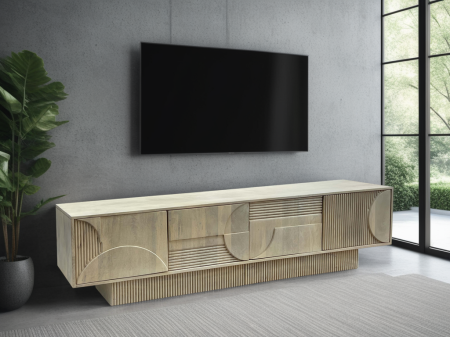 Comoda TV ART DECO din lemn de mango alb, 200 cm [1]
