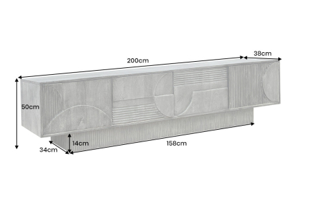 Comoda TV ART DECO din lemn de mango gri, 200 cm [10]