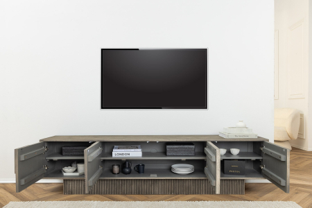 Comoda TV ART DECO din lemn de mango gri, 200 cm [3]