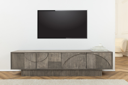 Comoda TV ART DECO din lemn de mango gri, 200 cm [2]
