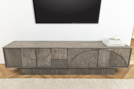 Comoda TV ART DECO din lemn de mango gri, 200 cm [5]