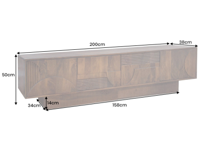Comoda TV ART DECO din lemn de mango maro, 200 cm [10]