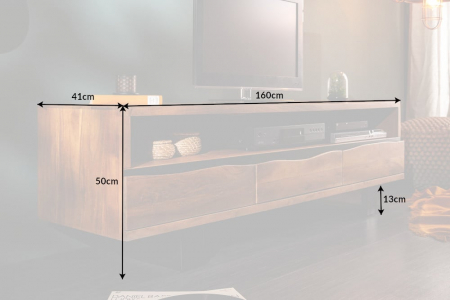 Comodă TV din lemn de salcâm maro/negru Mammut 160 cm [12]