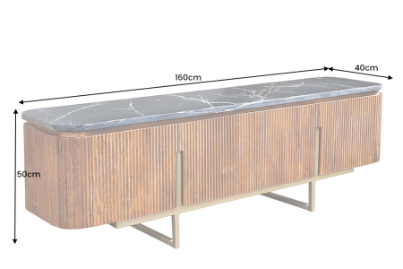 Comoda TV GATSBY din lemn de mango si blat din marmura, 160 cm [10]
