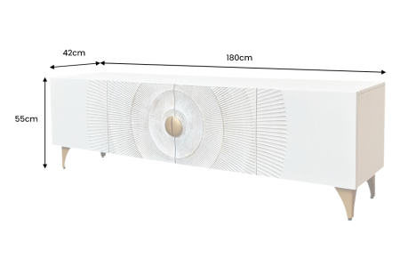 Comoda TV GOLDEN SUNSET 180 cm 3D din lemn de mango, alb [14]