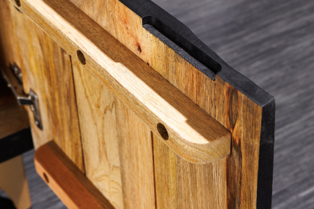 Comoda TV GOLDEN SUNSET din lemn de mango negru, 180 cm [9]