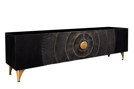 Dining - Comoda TV GOLDEN SUNSET din lemn de mango negru, 180 cm