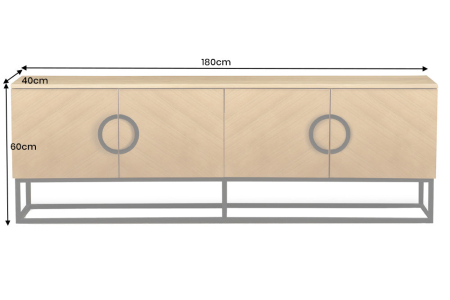 Comoda TV GRANDEZZA din lemn de steja si metal, 180 cm [9]