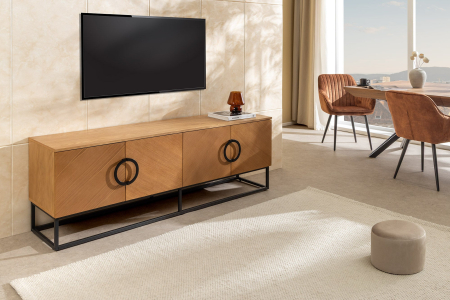 Comoda TV GRANDEZZA din lemn de steja si metal, 180 cm [1]