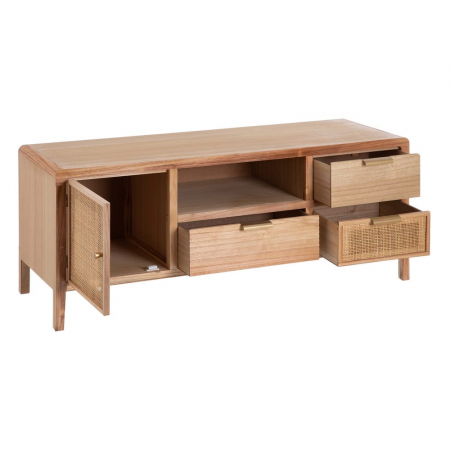 Comodă TV Honey din lemn de paulownia și ratan 120 X 40 X 50 CM [2]