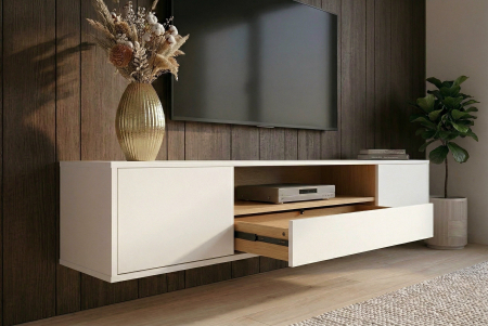 Comoda TV LOFT 150 cm suspendat, alb natural [8]