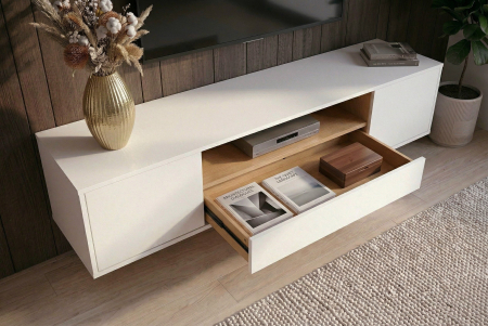 Comoda TV LOFT 150 cm suspendat, alb natural [9]