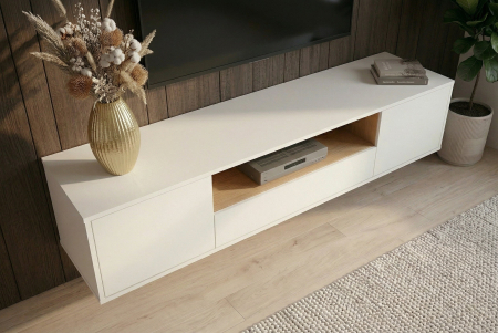 Comoda TV LOFT 150 cm suspendat, alb natural [5]