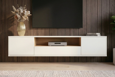 Comoda TV LOFT 150 cm suspendat, alb natural [2]