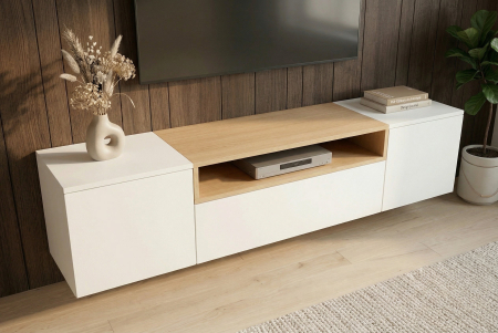 Comoda TV LOFT 160 cm suspendat, alb natural [7]