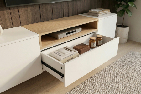 Comoda TV LOFT 160 cm suspendat, alb natural [10]