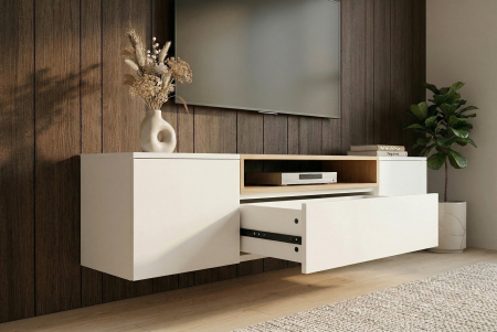 Comoda TV LOFT 160 cm suspendat, alb natural [9]