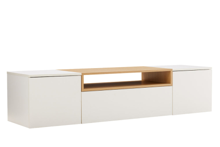 Comoda TV LOFT 160 cm suspendat, alb natural