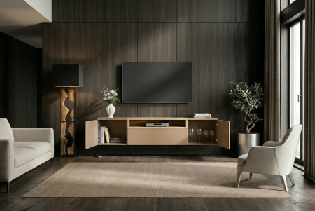 Comoda TV LOFT 160 cm suspendat, culoare gri-bej natural [11]