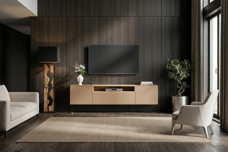 Comoda TV LOFT 160 cm suspendat, culoare gri-bej natural [3]
