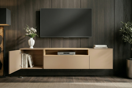 Comoda TV LOFT 160 cm suspendat, culoare gri-bej natural [9]