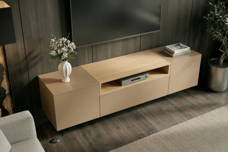 Comoda TV LOFT 160 cm suspendat, culoare gri-bej natural [5]