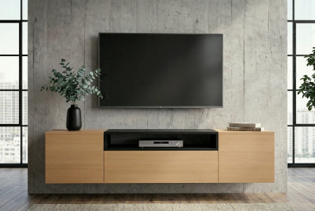 Comoda TV LOFT 160 cm suspendat, negru natural [2]