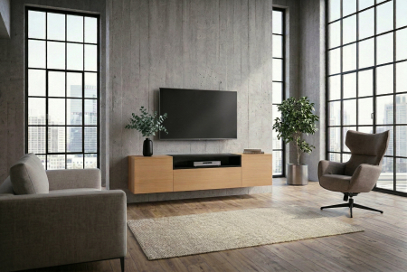 Comoda TV LOFT 160 cm suspendat, negru natural [6]