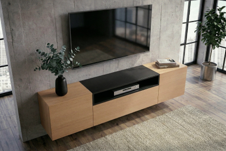 Comoda TV LOFT 160 cm suspendat, negru natural [3]