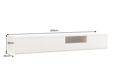 Comoda TV LOFT 200 cm suspendat, alb natural [15]