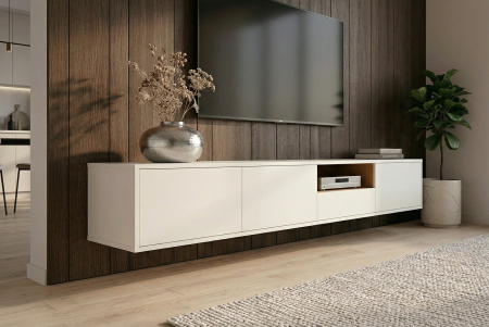 Comoda TV LOFT 200 cm suspendat, alb natural [5]
