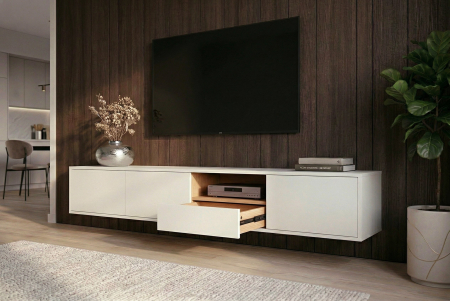 Comoda TV LOFT 200 cm suspendat, alb natural [8]