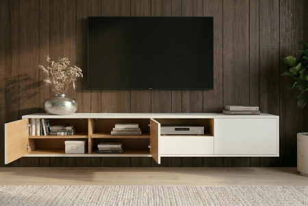 Comoda TV LOFT 200 cm suspendat, alb natural [6]