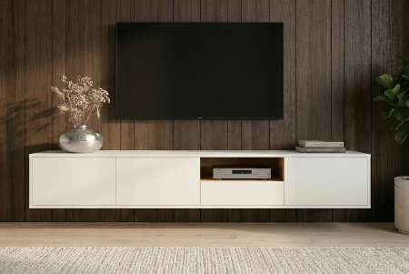 Comoda TV LOFT 200 cm suspendat, alb natural [2]